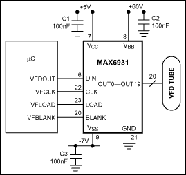 MAX6921、MAX6931：典型工作电路