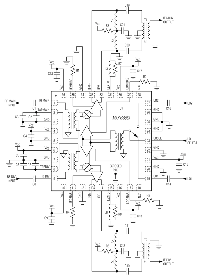 MAX19985A：典型应用电路