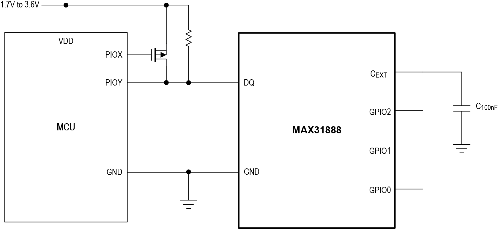MAX31888 Typical Application Circuit Single Drop.