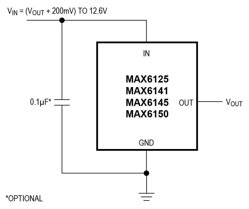 MAX6125/MAX6141/MAX6145/MAX6150 Circuit Diagram