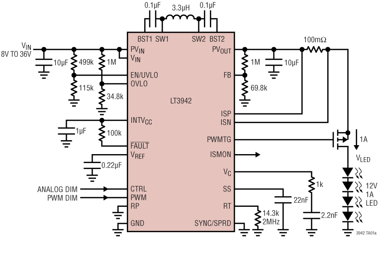 LT3942 Application Circuit