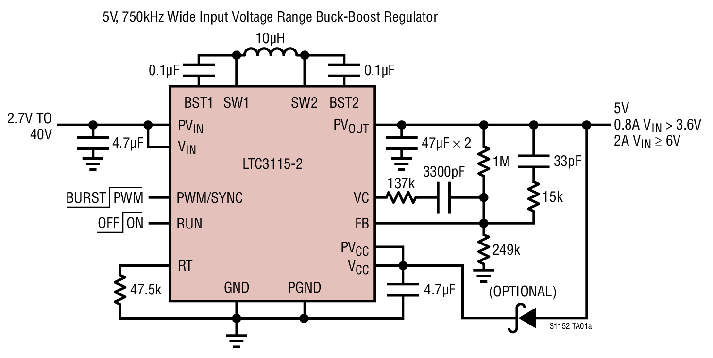 5V, 750kHz Wide Input Voltage Range Buck-Boost Regulator