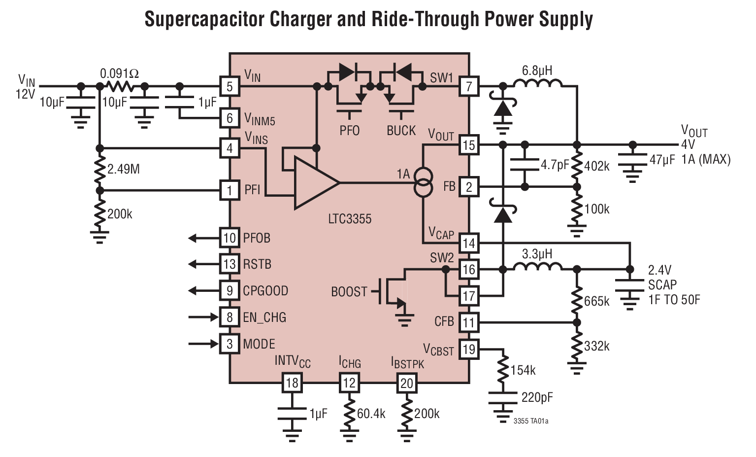 Supercapacitor Charger and Ride-Through Power Supply