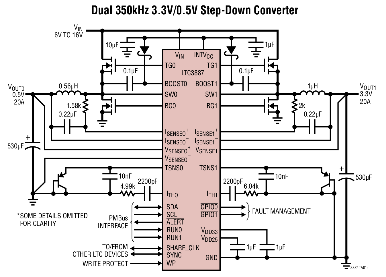 Dual 350kHz 3.3V/0.5V Step-Down Converter