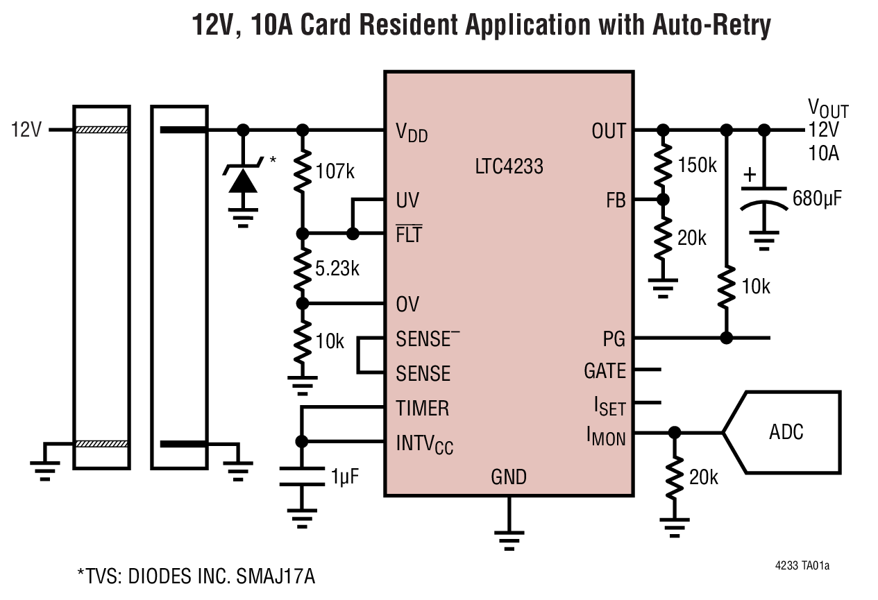 12V, 10A Card Resident Application with Auto-Retry