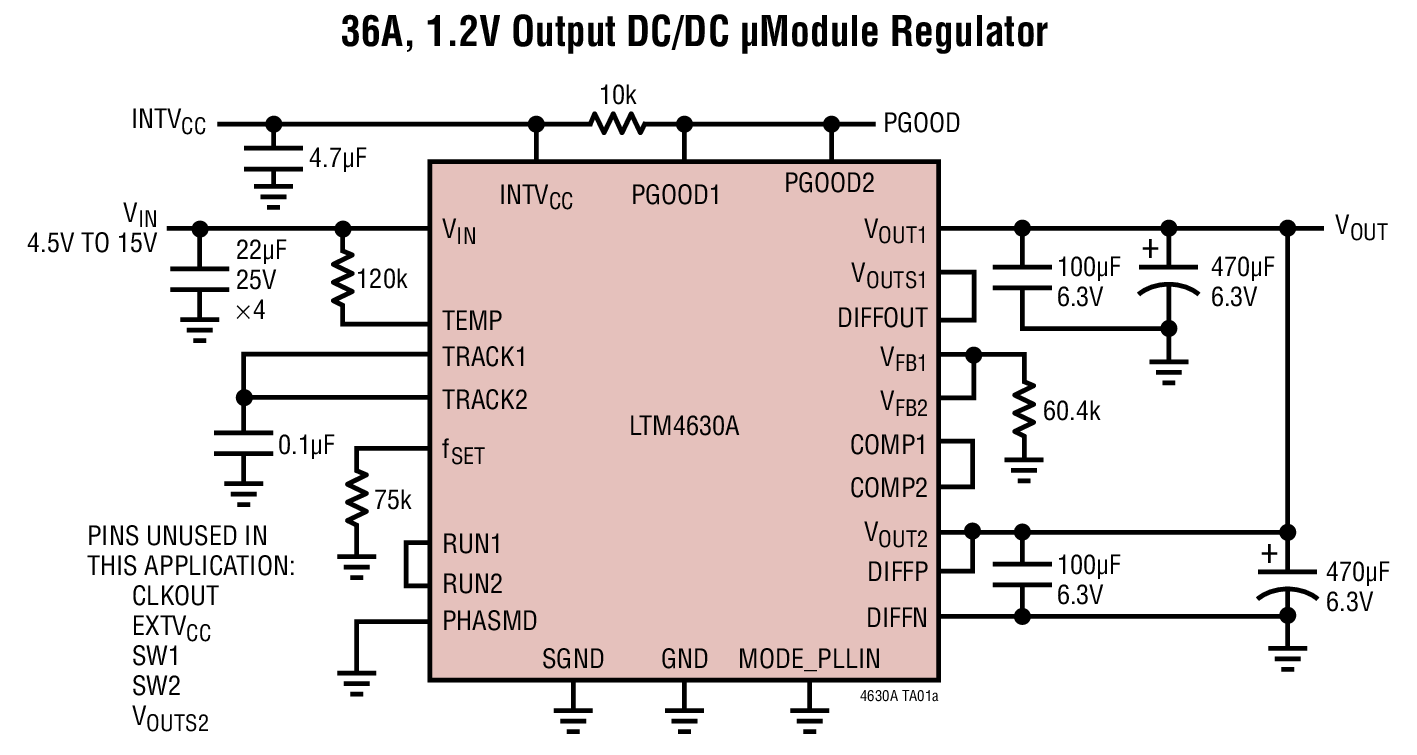 36A, 1.2V Output DC/DC μModule Regulator