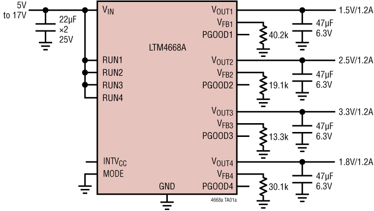 LTM4668A Application Circuit