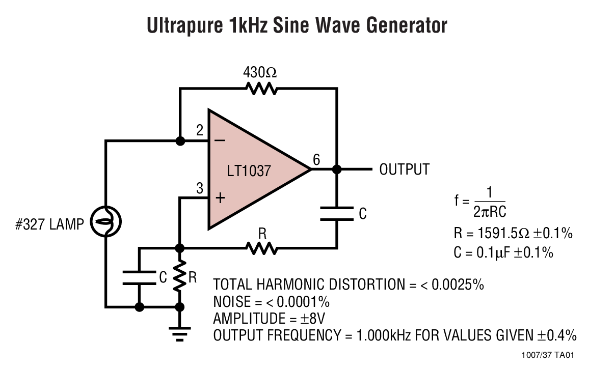 Ultrapure 1kHz Sine Wave Generator