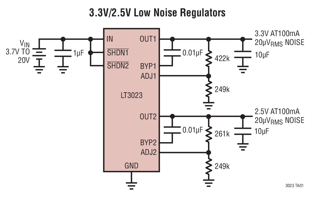 3.3V/2.5V Low Noise Regulators