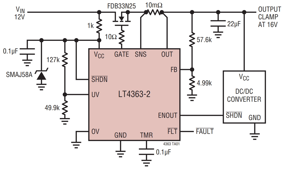 LT4363 Typical Application Circuit