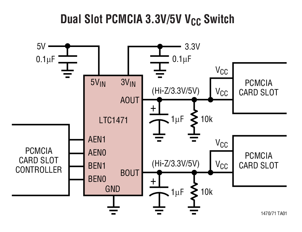 Dual Slot PCMCIA 3.3V/5V VCC Switch