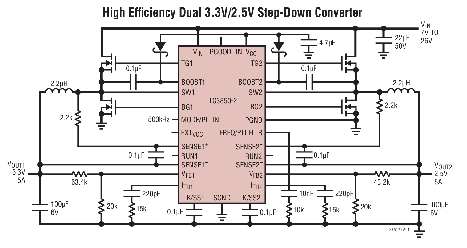 High Efﬁciency Dual 3.3V/2.5V Step-Down Converter