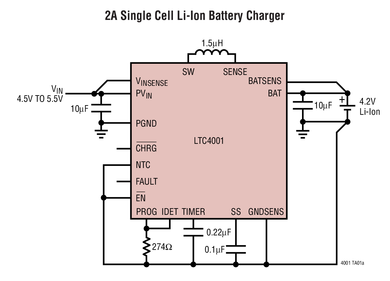 2A Single Cell Li-Ion Battery Charger