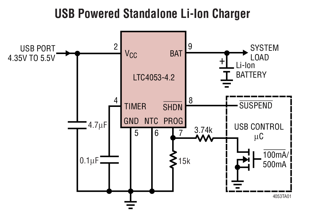 USB Powered Standalone Li-Ion Charger