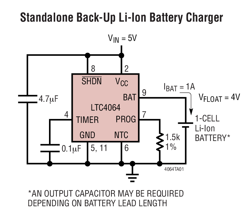 Standalone Back-Up Li-Ion Battery Charger