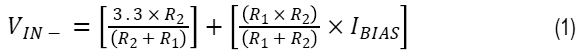 Equation for determining the voltage level at the VIN- pin of the ADL5904