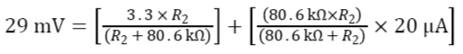 Solving Equation 1 using the closest standard resistor value sets the VIN- voltage level at approximately 29 mV.