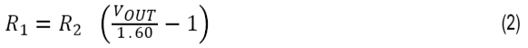 Equation for calculating a desired output voltage with the user-defined resistor values