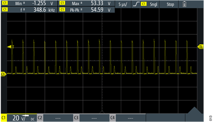 Figure 13. Boost Pulses at MOSFET Q2 Drain Terminal at 5 μs