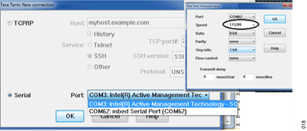 Figure 18. Using Tera Term as Serial Monitor With Baud Rate Set to 115200
