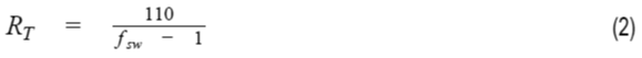 Equation to calculate the switching frequency of the LTM4693