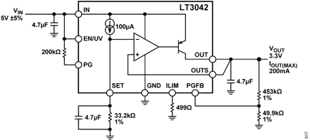 Figure 17. LT3042 Configuration for 3.3 V Output