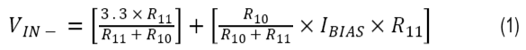 Equation for computing ADL5904 threshold voltage level on V<sub>IN-</sub> pin