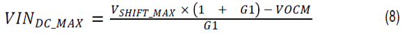 Equation for calculating the dc input voltage, assuming a PGA gain setting of 1