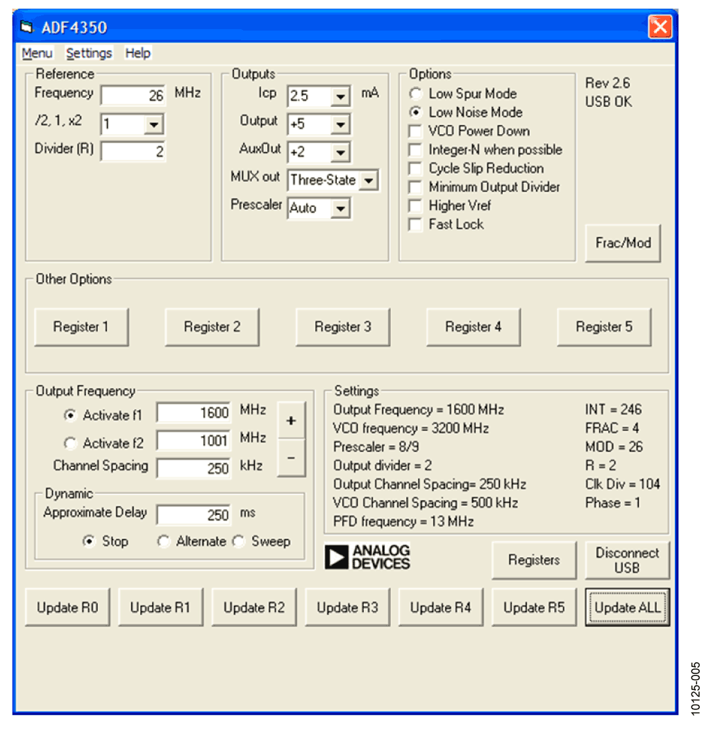 ADF4350 Software Window