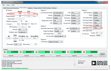 Screenshot of the Software Configuration Used to Drive the ADF4351