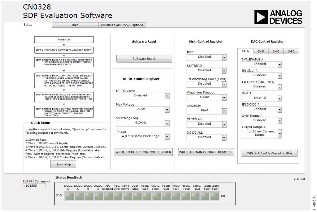 Evaluation Software Setup Tab 11465-011