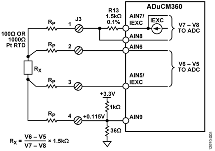 Configuration for 4 Wire RTD Connection