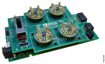System Setup—EVAL-ADICUP3029 with Four Gas Sensor Boards Connected