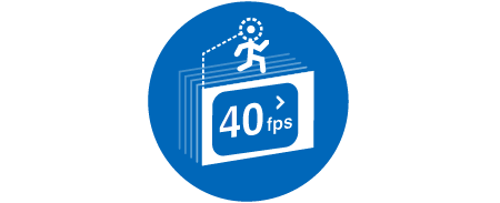 High frame rate- 40 frames per second icon.