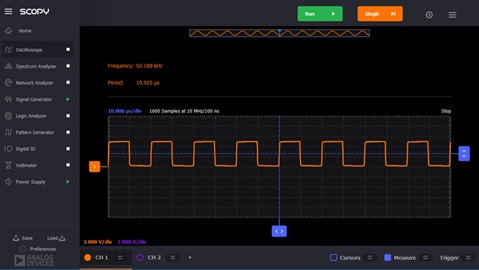 Figure 13. A voltage-to-frequency converter as an ADC at half-scale input voltage. Figure 13. A voltage-to-frequency converter as an ADC at half-scale input voltage.