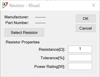 Figure 7. Generic resistor component parameters.