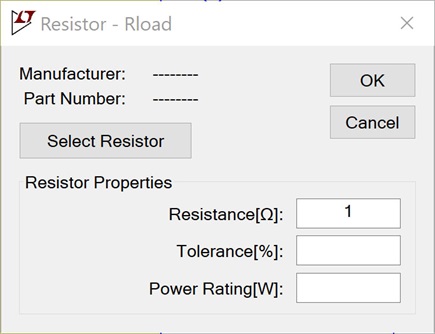 Figure 7. Generic resistor component parameters.