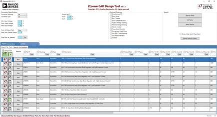 Figure 3. Searching for suitable switching regulator ICs with LTpowerCAD.