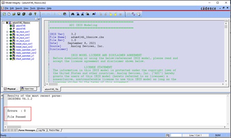 Figure 2. IBIS model passes IBISCHK. Figure 2. IBIS model passes IBISCHK.