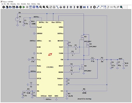 Figure 4. LTspice, a useful simulation tool for GaN power supplies.