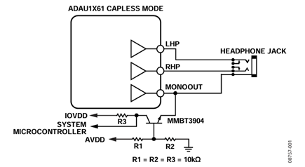 Figure 1. Headphone Jack Ground Detection Circuit (Option 1).