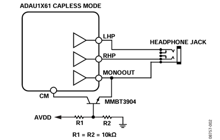 Figure 2. Headphone Jack Ground Detection Circuit (Option 2).