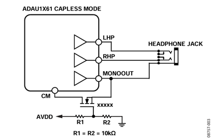 Figure 3. Headphone Jack Ground Detection Circuit (Option 3).