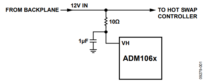 Figure 1. Using an RC Network to Provide Hot Swap Transient Protection.