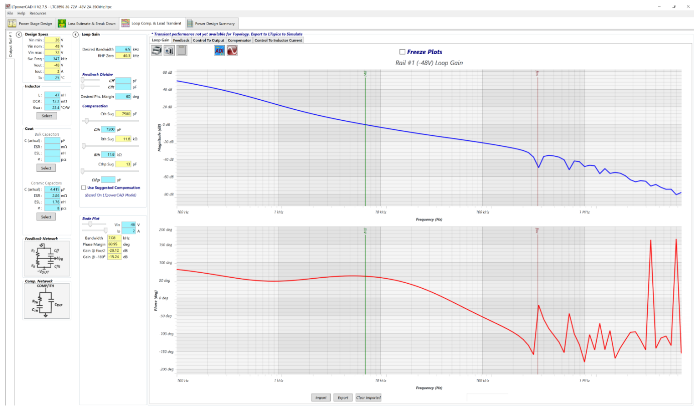 Figure 14. LTpowerCAD Set-up for the LTC3896 (Third Tab Features Compensation)