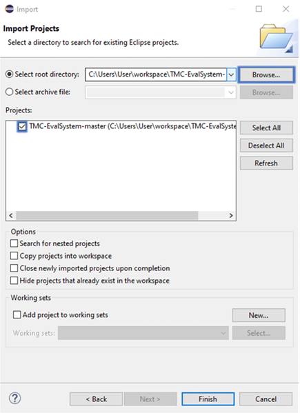 Figure 6: Add TMC-EvalSystem to workspace
