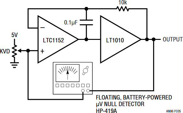 Figure C5. Determining Buffer Error By Measuring Input-Output Deviation with Floating Microvolt Null Detector. Technique Permits Evaluation of Fixed and Operating Point Induced Errors.
