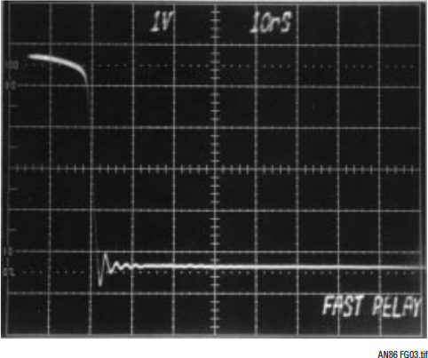Figure G4. Mercury Wetted Reed Relay Opens in 5 Nanoseconds, Settles Quickly to Zero. 500MHz Ring-Off Derives from Source-Termination Impedance Mismatch.