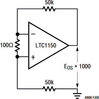 Figure J7. Amplifier Drift Test Circuit. Thermal EMFs and Thermal Capacity at Each Input Must Be Similar for Cancellation to Occur.