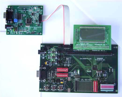 Figure 2. MAXQ2000 evaluation kit and Serial-to-JTAG board.